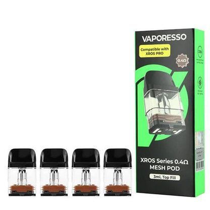 Vaporesso Xros Pod Replacements 4pk-Vaporesso-Vaporesso Xros 2ml Refillable Replacement Pods 4pk 0.4ohm 3ml Mesh-NYC Glass