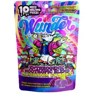 Wunder Entheogenic Nootropic Blend Ultra High Potency Mushroom Gummies 7500mg + 1500mg Kava Extract-Wunder-NYC Glass