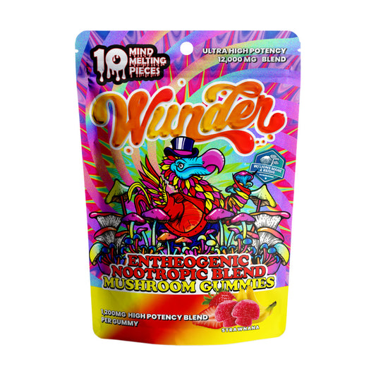 Wunder Ultra High Potency 12,000mg Blend Mushroom Gummies | 10ct Strawnana-Wunder-NYC Glass