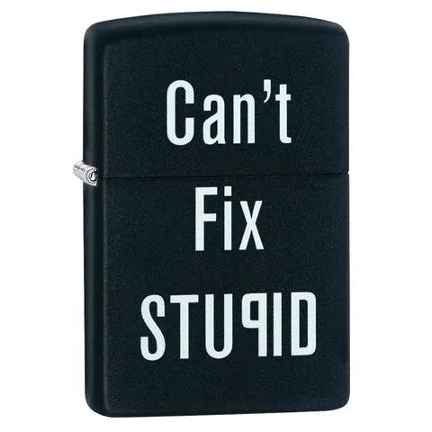 Zippo Windproof Lighters-Zippo-Can't Fix Stupid-NYC Glass