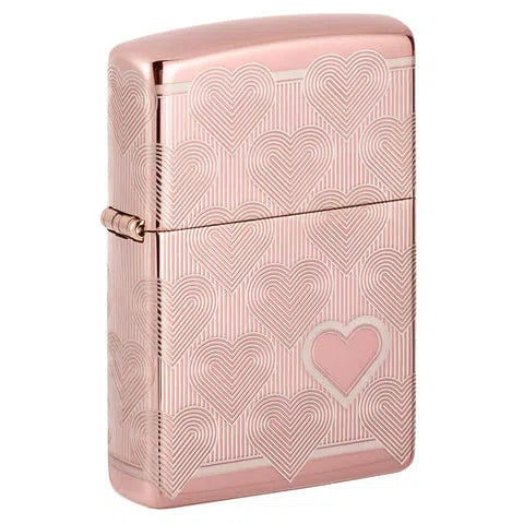 Zippo Windproof Lighters-Zippo-Heart Stainless Steel Design-NYC Glass