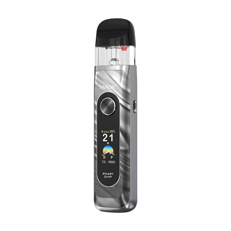 SMOK NOVO 6 ULTRA Pod System in sleek silver with a clear display, black mouthpiece, and visible pod.